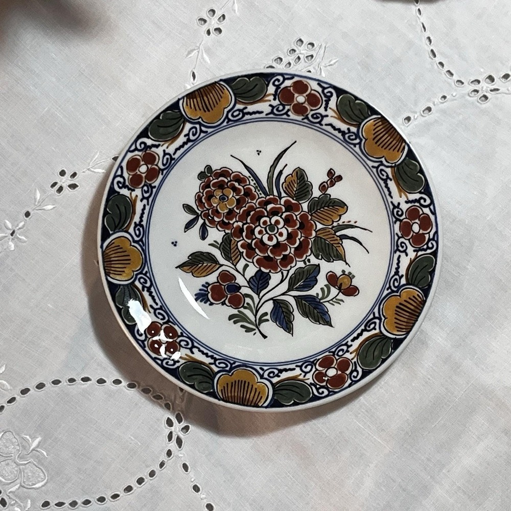 Royal Delft De Porceleyne Fles Polychrome 5.5" Plate Multicolor Floral 1985 P103 - Picture 8 of 14